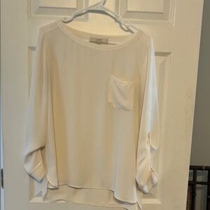 LOFT Cream Blouse with Pocket Detail